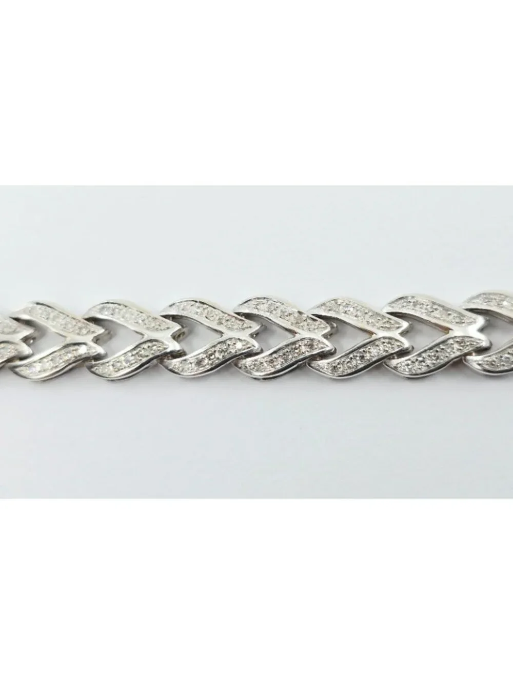 Exquisite 14K Solid White Gold Designer Diamond Tennis Link Bracelet - 6.75